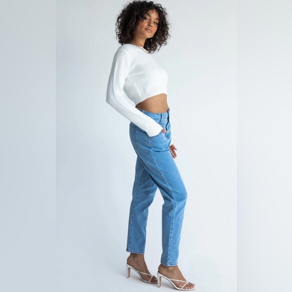 Princess Polly Light Wash “Leila Yolk Mom Jean” Sz-4 - Picture 2 of 14